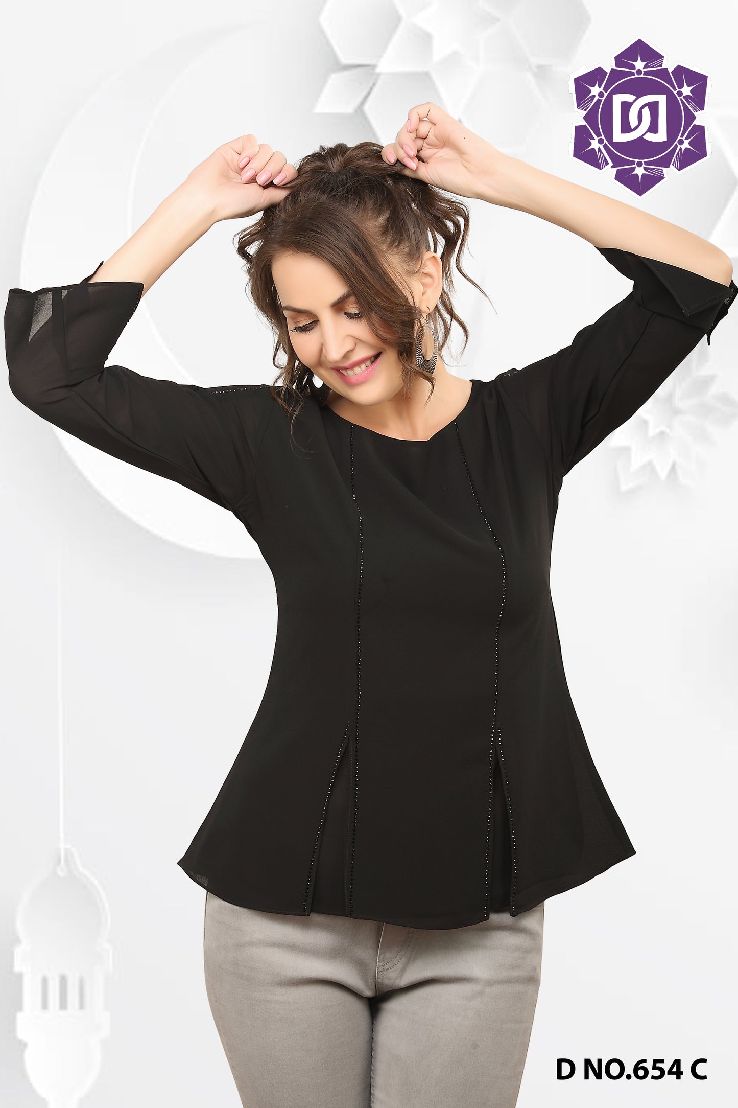 Diamond Georgette Classic Finishing Western Top for Girls and Women