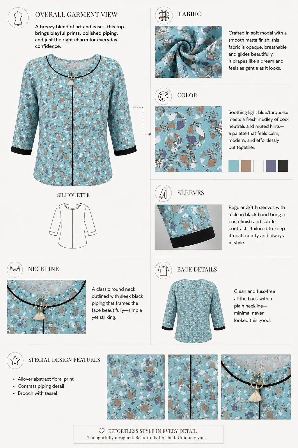 ABSTRACT MUSE PRINTED TOP - BLUE