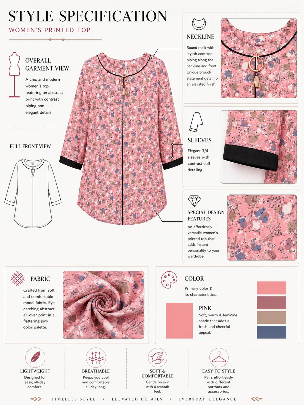 ABSTRACT MUSE PRINTED TOP - PINK