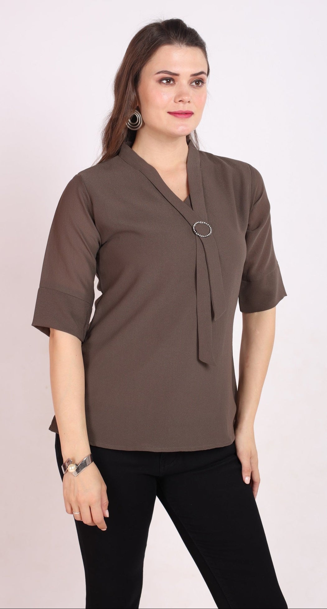 SOLID TOP WITH TIE UP - GREY