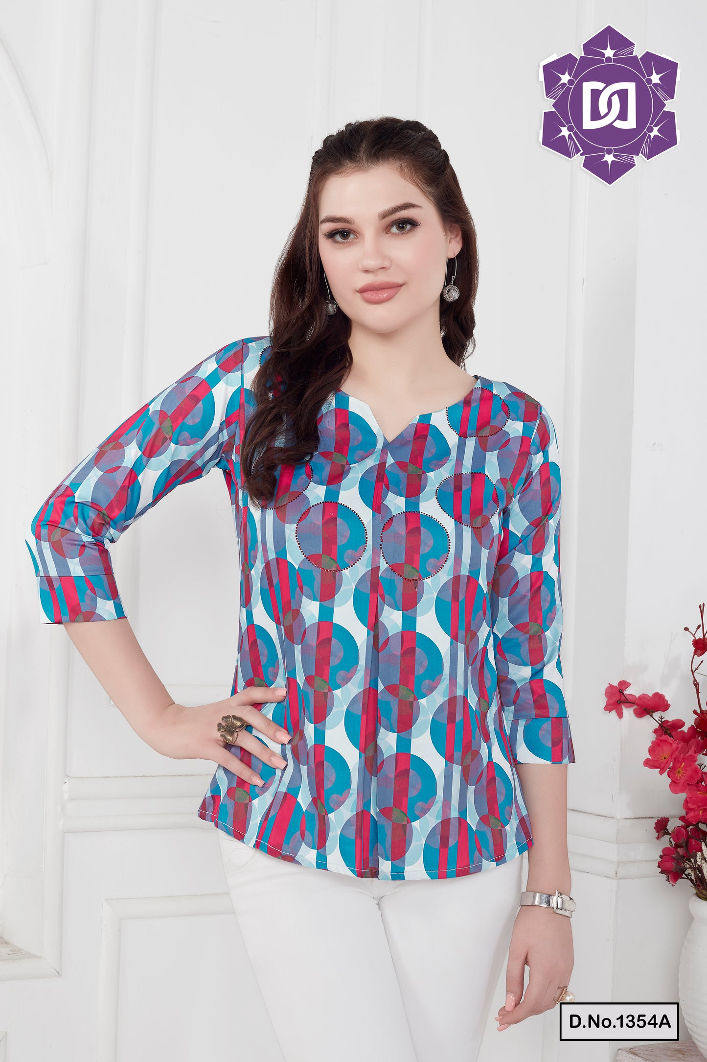 ABSTRACT PRINTED TOP - BLUE