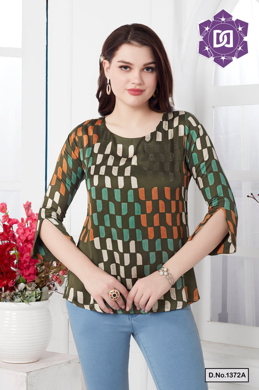ABSTRACT PRINTED TOP - GREEN
