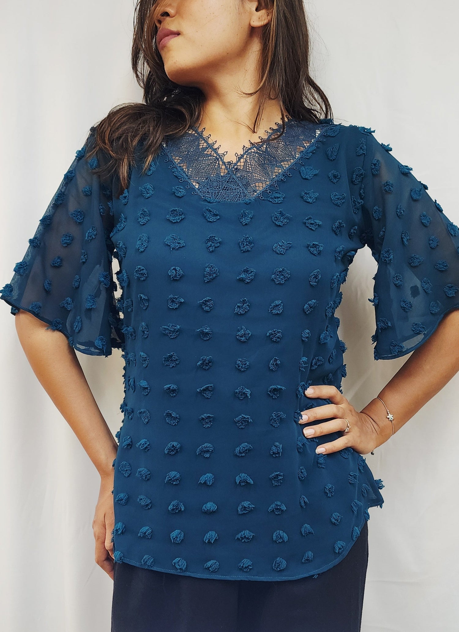 Women georgette top in blue