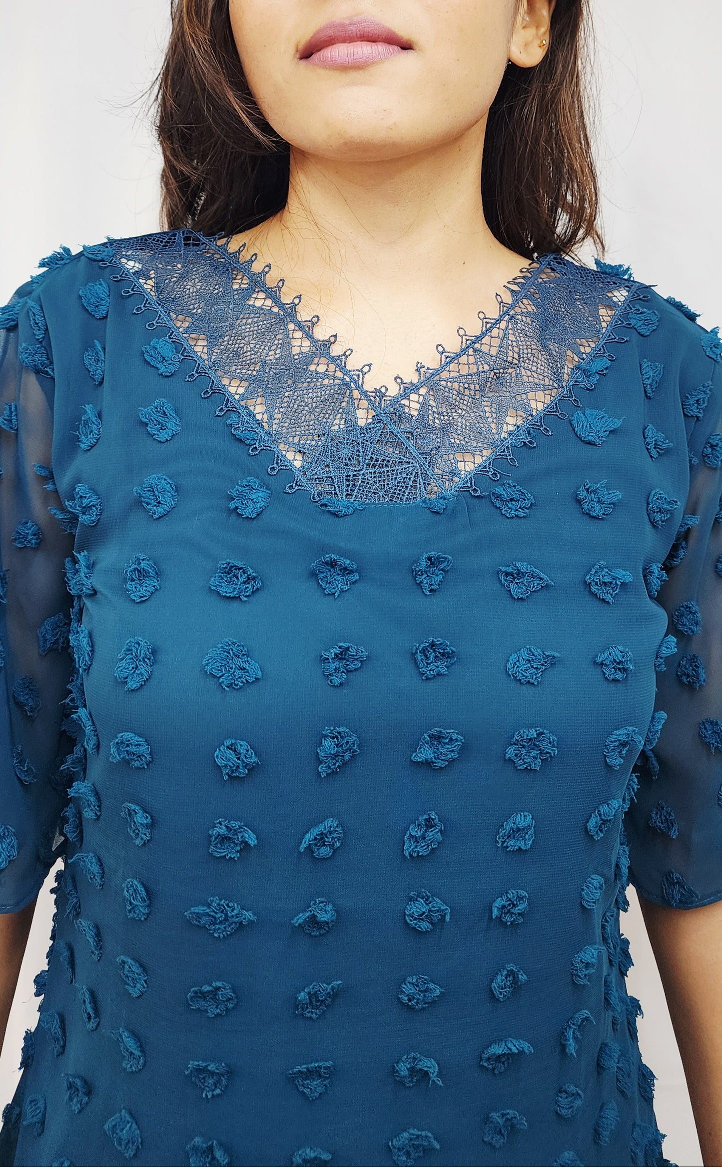 SOLID TEXTURED WOMENS GEORGETTE TOP