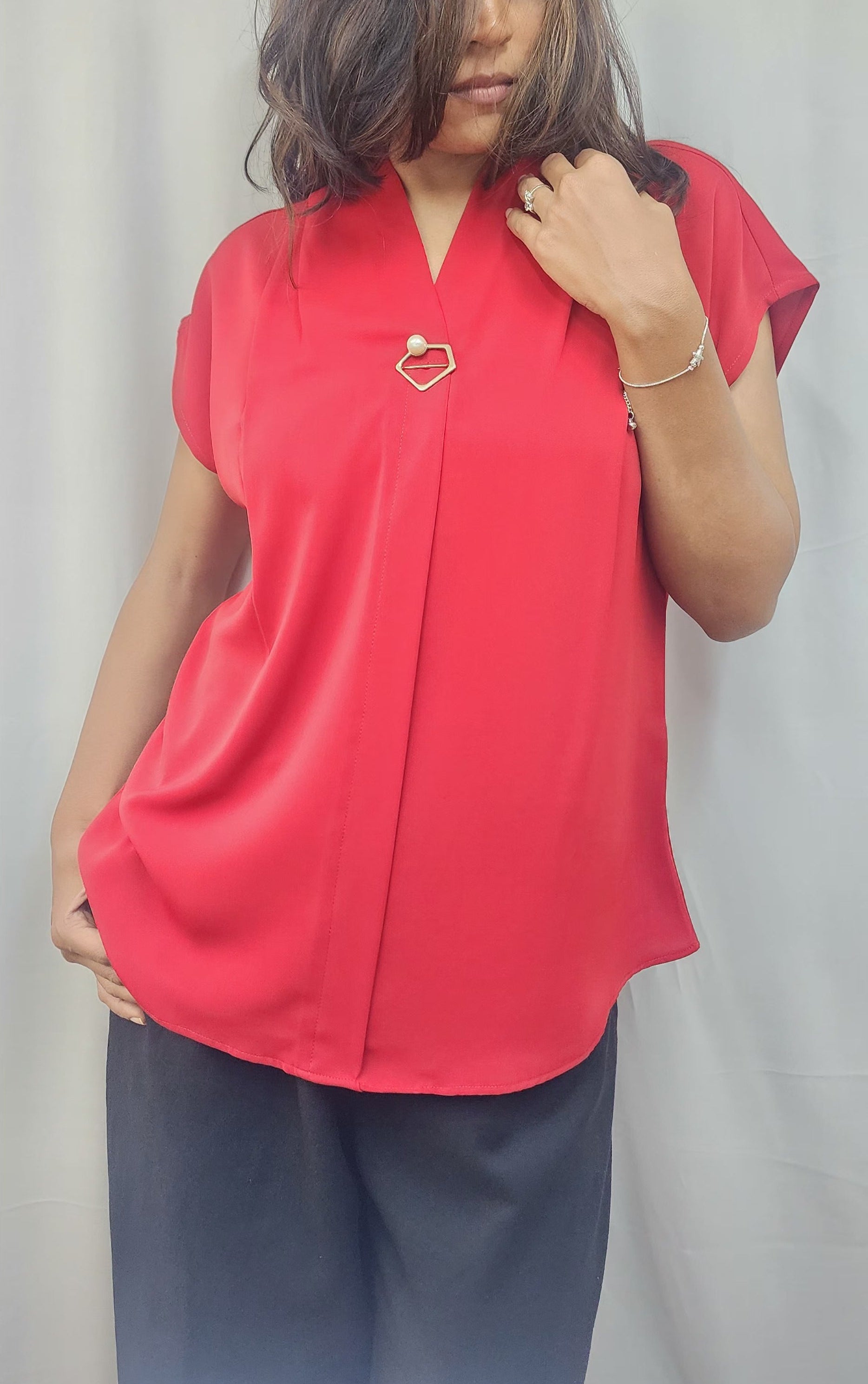 WOMENS SOLID FORMAL TOP RED