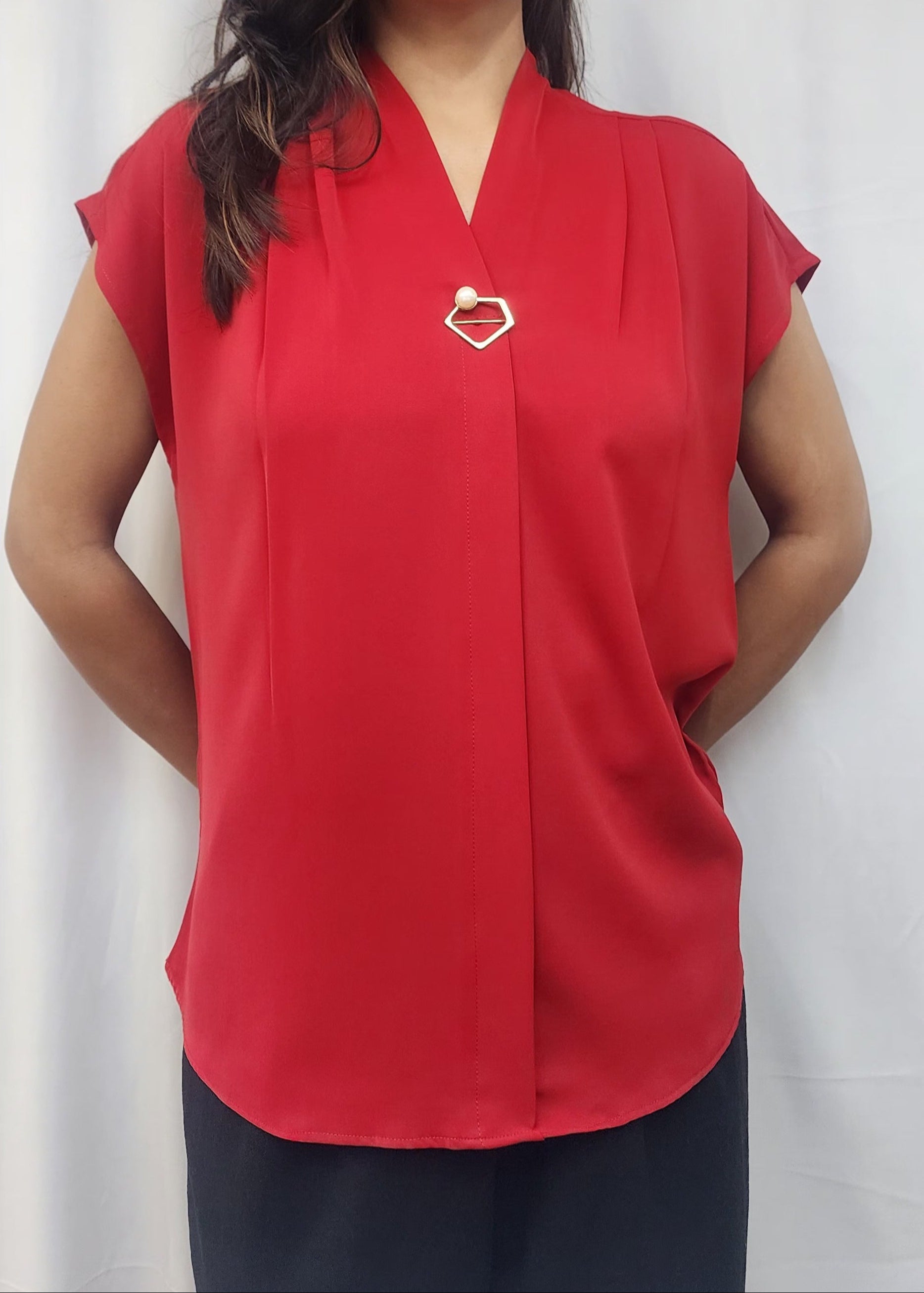 WOMENS SOLID FORMAL TOP RED