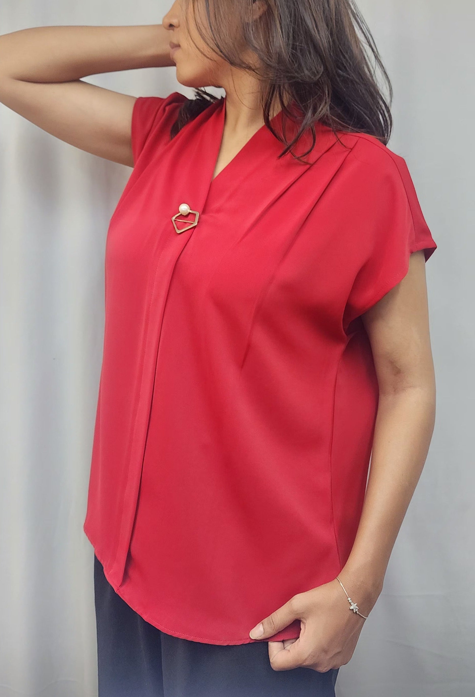 WOMENS SOLID FORMAL TOP RED