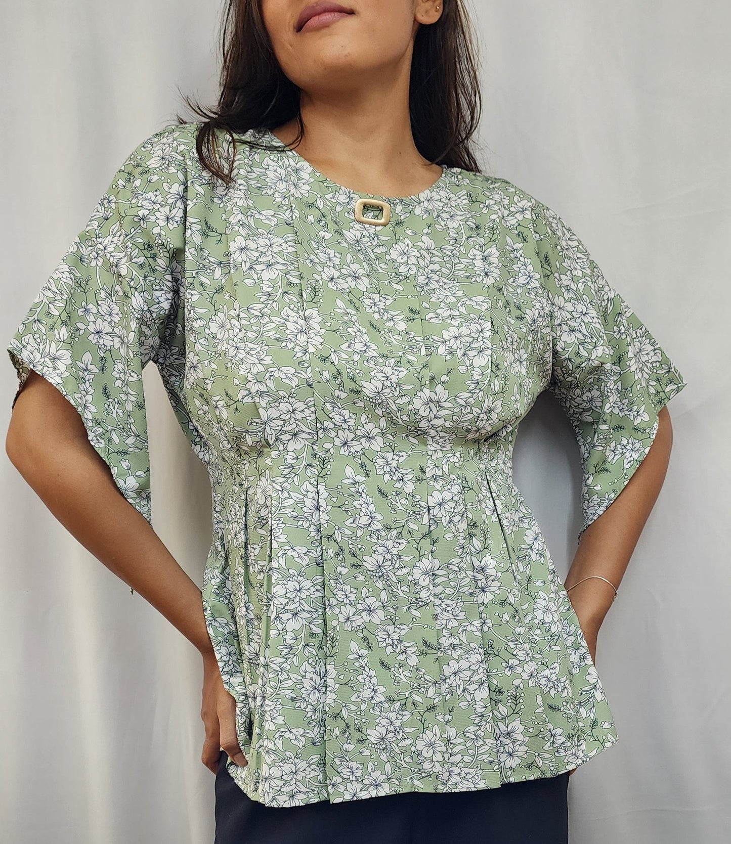 Floral print Pleated top