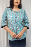 ABSTRACT MUSE PRINTED TOP - BLUE