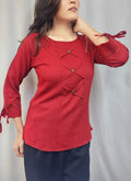 RUBY LATTICE TIE SLEEVE TOP