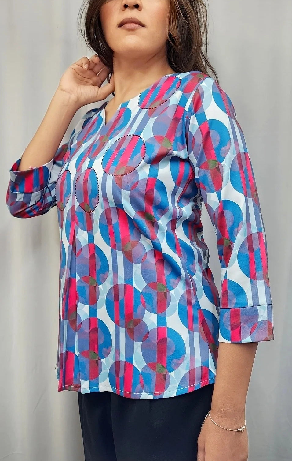 ABSTRACT PRINTED TOP - BLUE