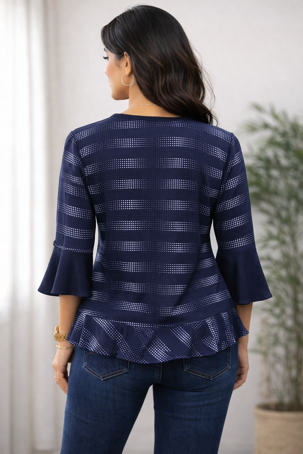 SOLID TOP WITH PRINTED PANEL - BLUE